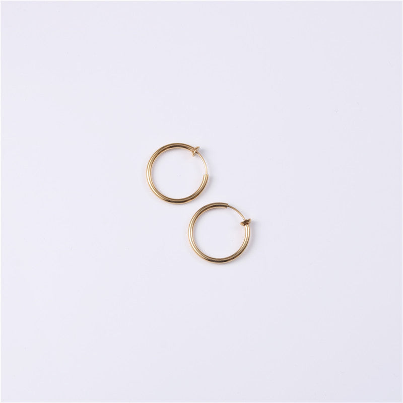 Titanium Steel No-Piercing Ear Clip – Gold & Silver Hoop Earrings for Women