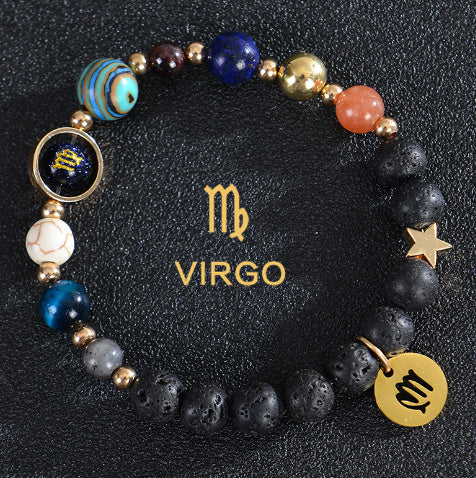 Eight Planets Zodiac Bracelet – Frosted Natural Stone Beads for All 12 Signs