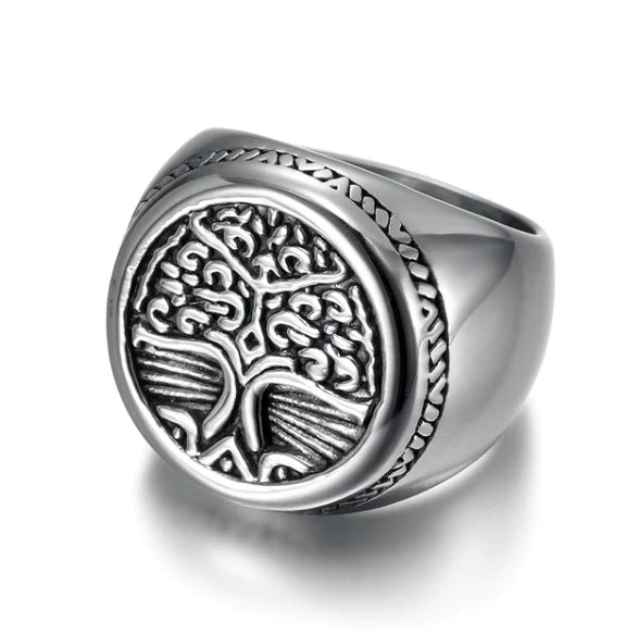 Stainless Steel Celtic Tree of Life Ring – Viking Handcrafted Jewelry