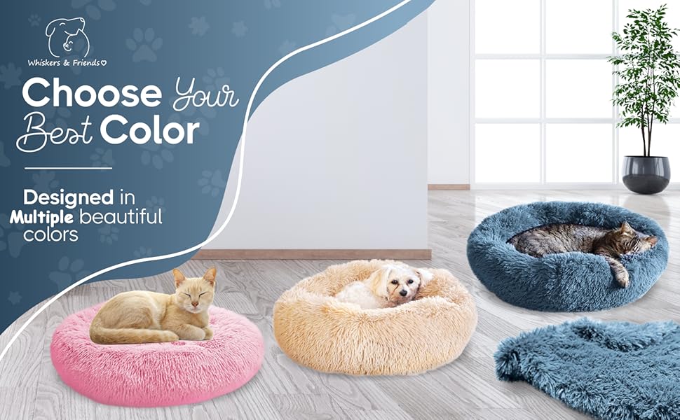 Self-Warming Round Pet Bed - Plush, Non-Slip Mat for Cats & Dogs