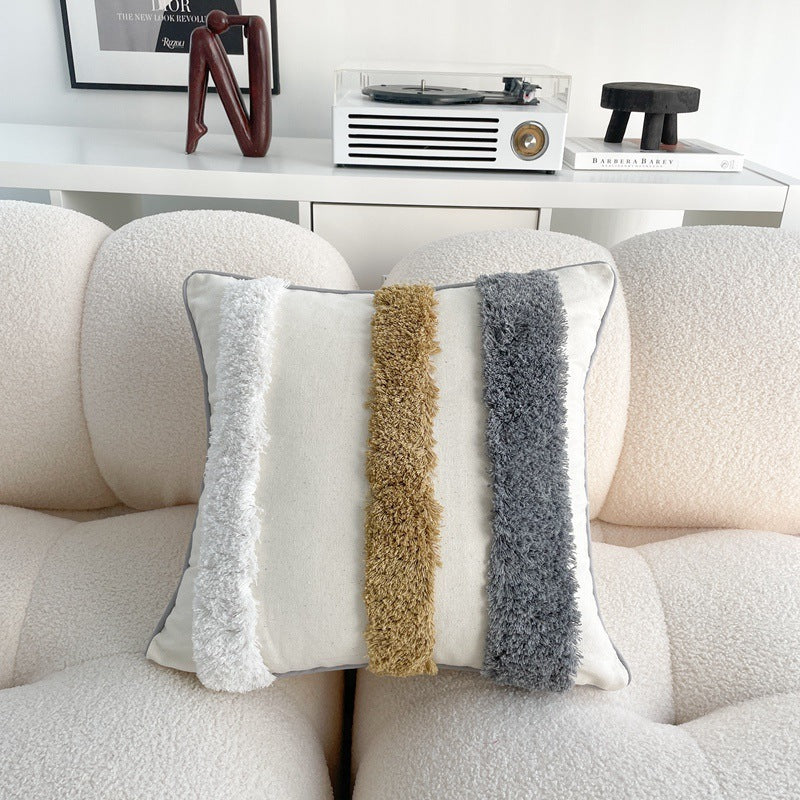 Bohemian Tufted & Tassel Cushion Cover 45x45cm – Ins Style Cotton Linen Pillow Cover for Sofa & Bay Window