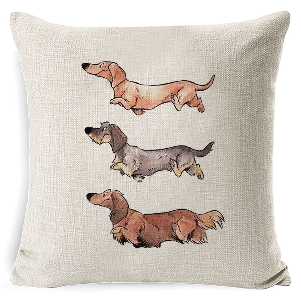 Vintage Dog Print Cotton Pillow Case 45x45CM – Cute Cushion Cover for Sofa & Home