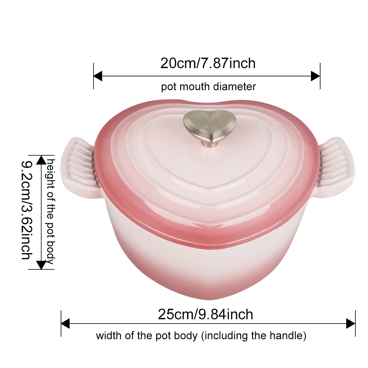 Preminum Cast Iron Dutch Oven with Lid, Heart-shape Enameled Soup Pot for All Stove Tops,Suitable for Stew Baking Slow Cooking