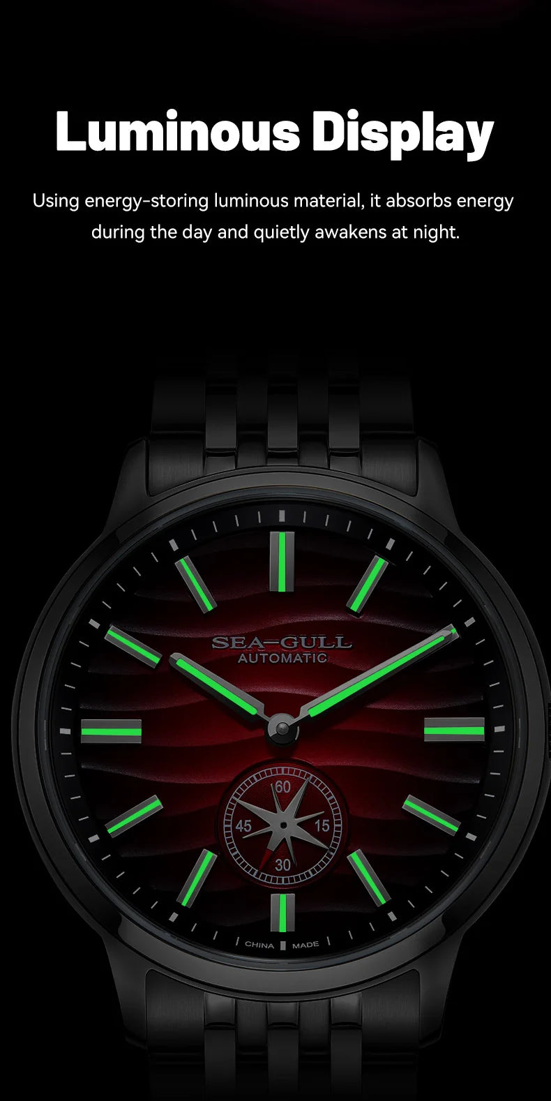 Seagull Natural Series 39.5mm Men's Watch Automatic Mechanical Watches Luminous Stainless Steel Sapphire Bracelet 2025 New 6180