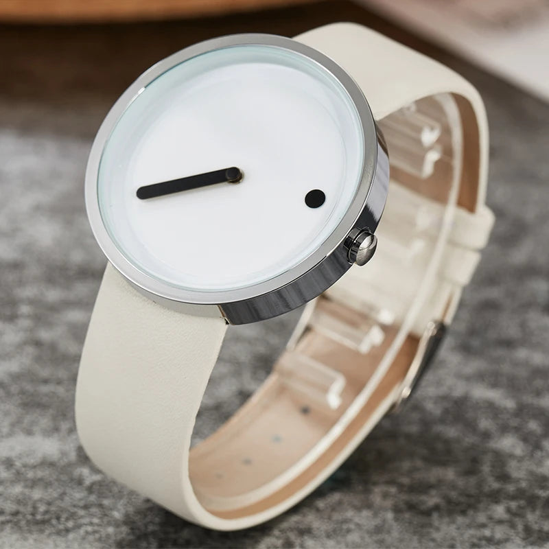 Minimalist Unisex Watch for Men Women Couple Simple Style Unique Dial Quartz Wristwatch Male Female Unique Pointer Wrist Clock