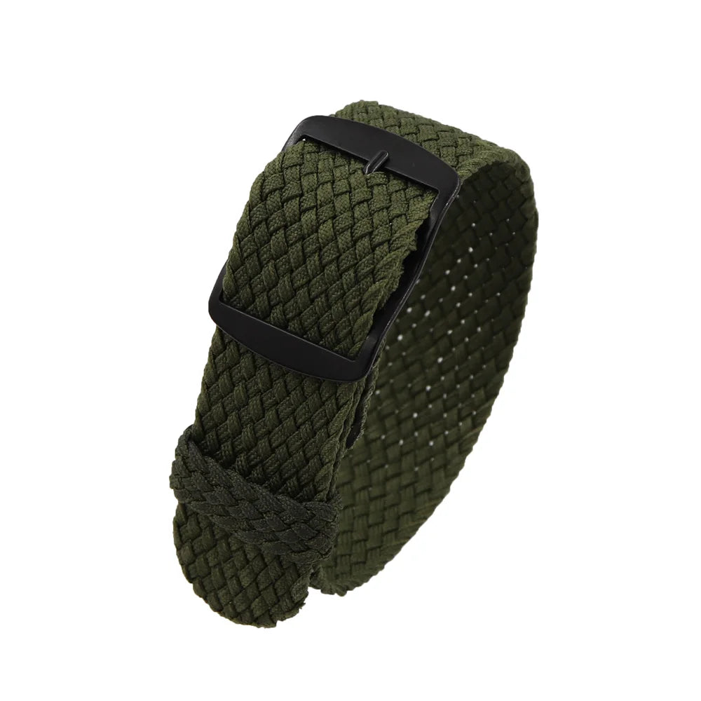 Watchband 18 20 22mm For Perlon Nylon Replacement Vintage Wrist Watch Band Belt Strap With Black&Silver Brushed Buckle Man Watch