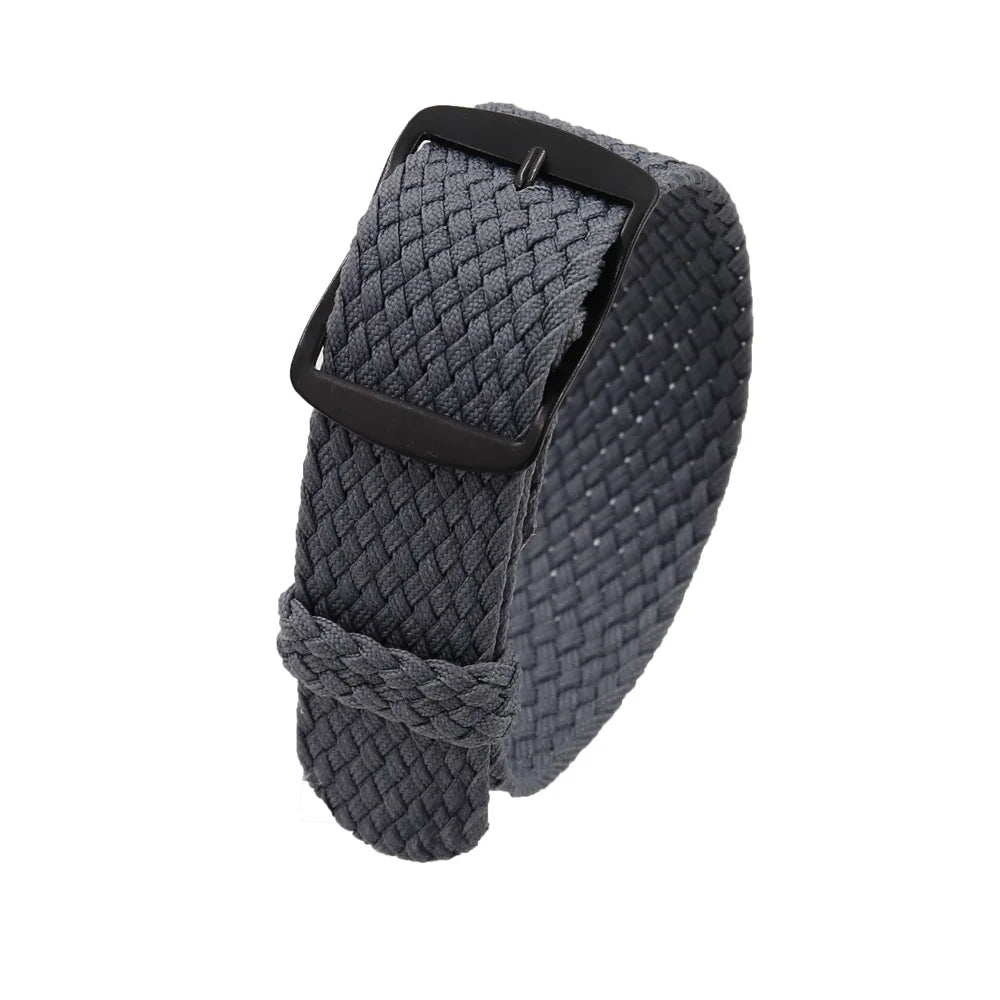 Watchband 18 20 22mm For Perlon Nylon Replacement Vintage Wrist Watch Band Belt Strap With Black&Silver Brushed Buckle Man Watch