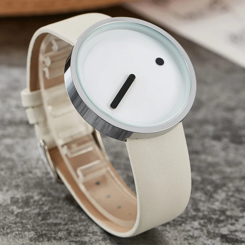 Minimalist Unisex Watch for Men Women Couple Simple Style Unique Dial Quartz Wristwatch Male Female Unique Pointer Wrist Clock