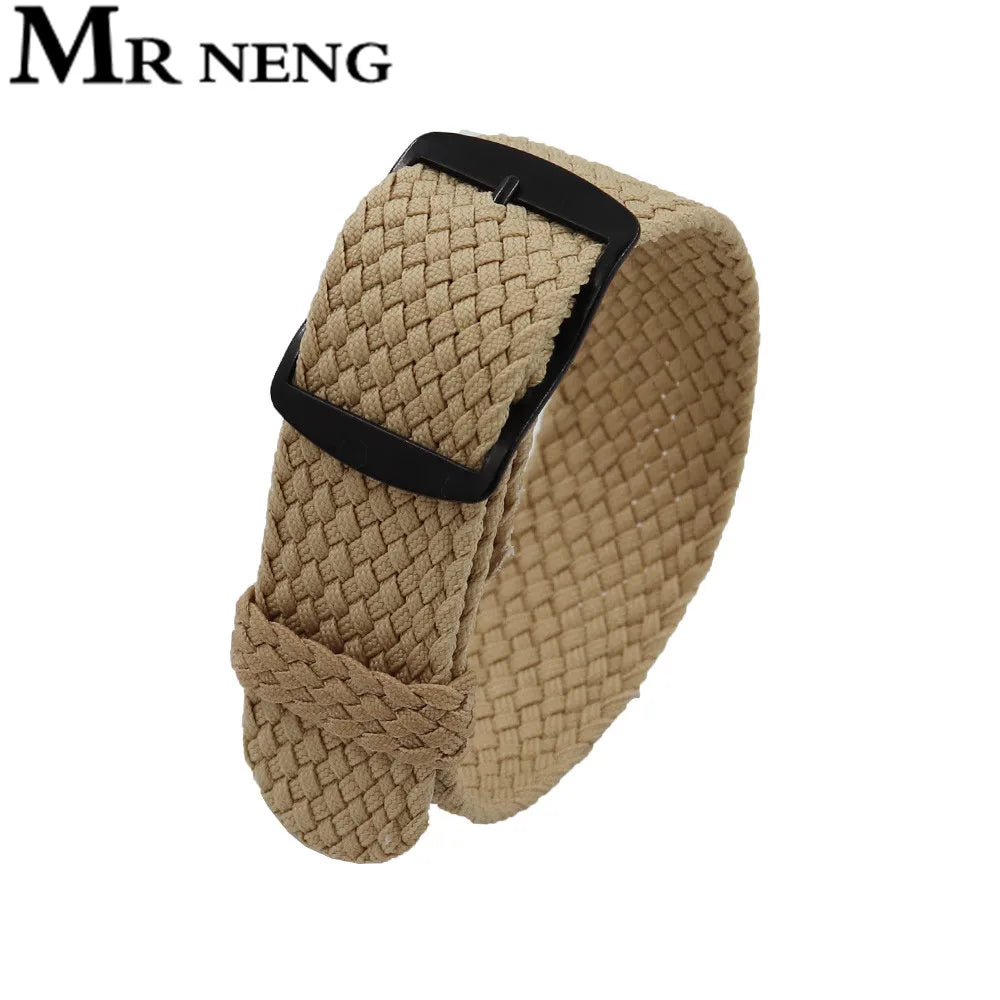 Watchband 18 20 22mm For Perlon Nylon Replacement Vintage Wrist Watch Band Belt Strap With Black&Silver Brushed Buckle Man Watch