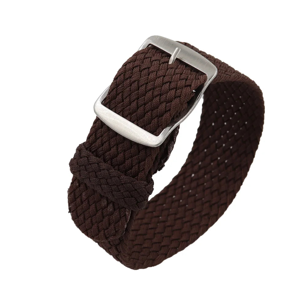 Watchband 18 20 22mm For Perlon Nylon Replacement Vintage Wrist Watch Band Belt Strap With Black&Silver Brushed Buckle Man Watch