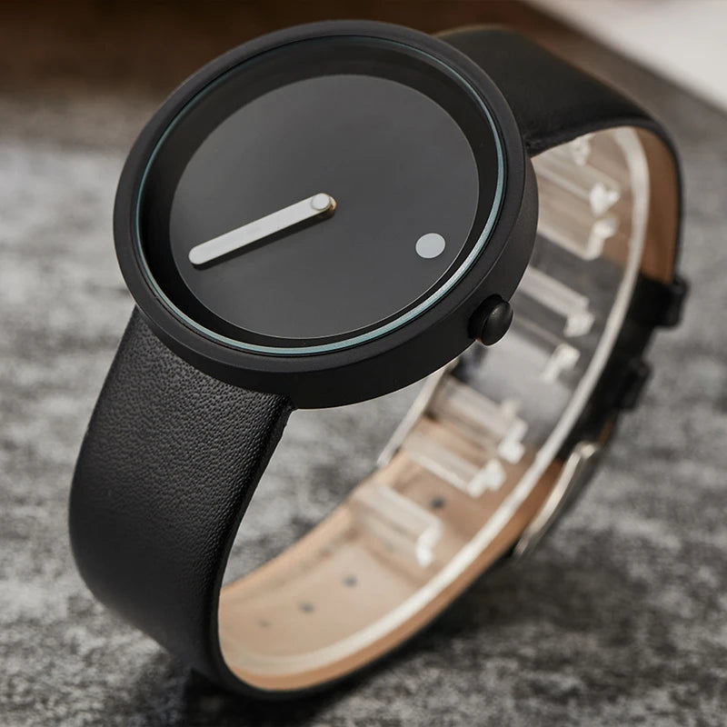 Minimalist Unisex Watch for Men Women Couple Simple Style Unique Dial Quartz Wristwatch Male Female Unique Pointer Wrist Clock