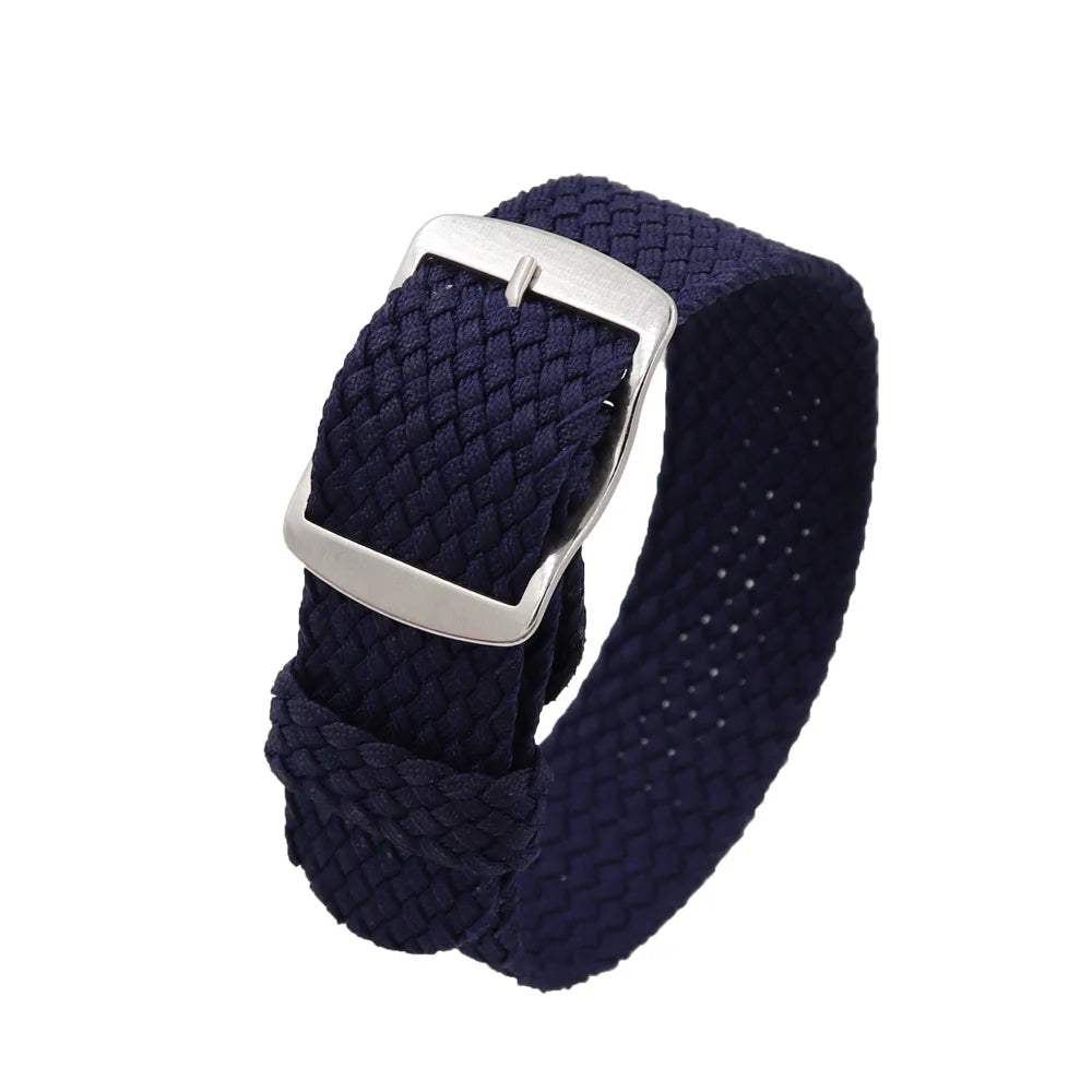 Watchband 18 20 22mm For Perlon Nylon Replacement Vintage Wrist Watch Band Belt Strap With Black&Silver Brushed Buckle Man Watch
