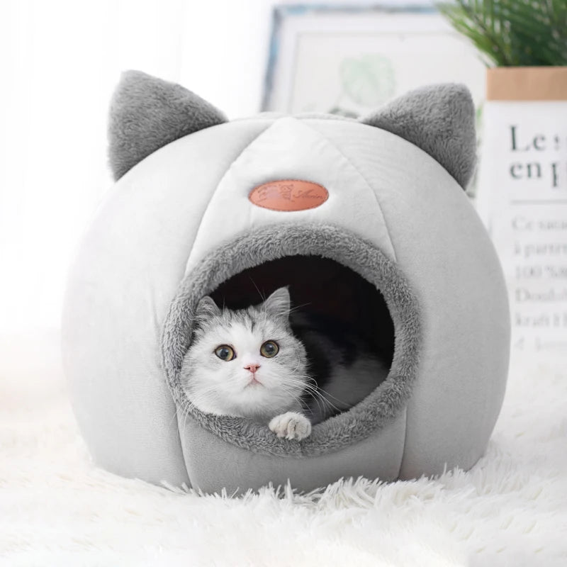 Winter Cozy Cave Bed - Deep Sleep Pet Nest for Cats and Small Dogs