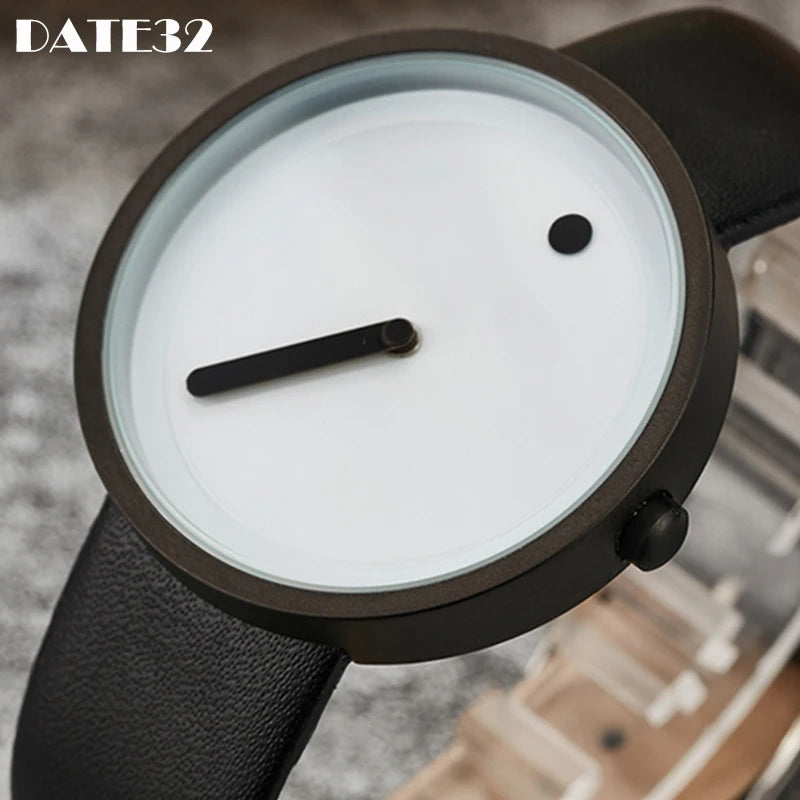 Minimalist Unisex Watch for Men Women Couple Simple Style Unique Dial Quartz Wristwatch Male Female Unique Pointer Wrist Clock