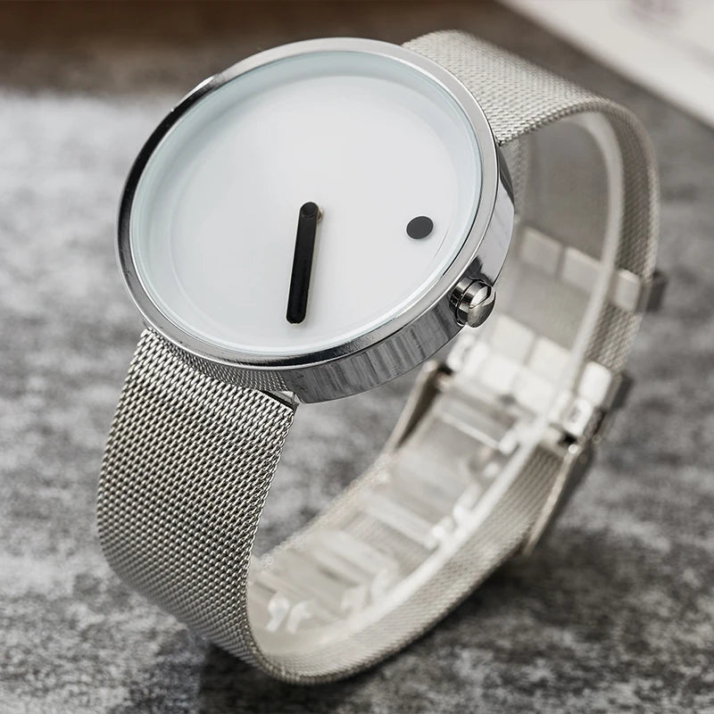 Minimalist Unisex Watch for Men Women Couple Simple Style Unique Dial Quartz Wristwatch Male Female Unique Pointer Wrist Clock