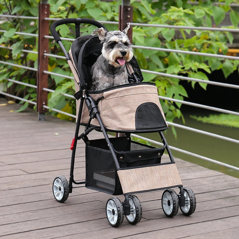 4-Wheel Pet Jogger - All-Terrain Stroller with Storage Basket