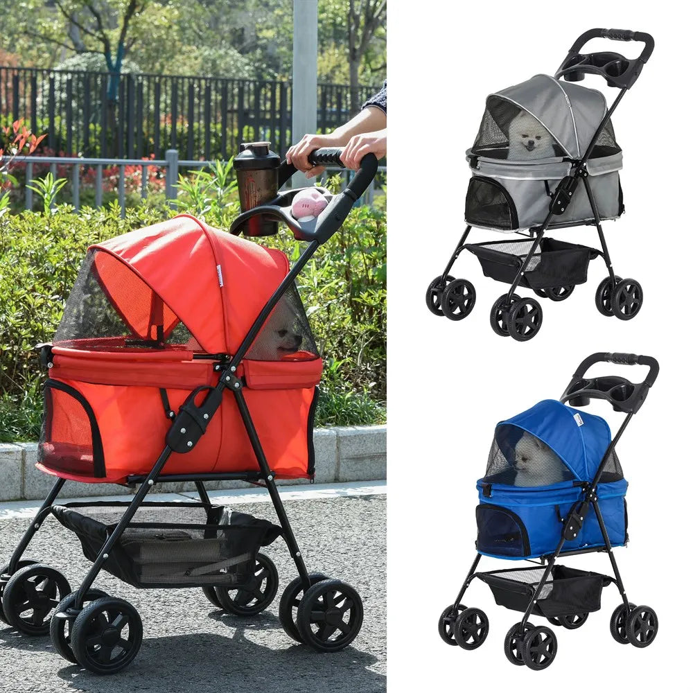 Pawhut Foldable All-Terrain Pet Stroller
