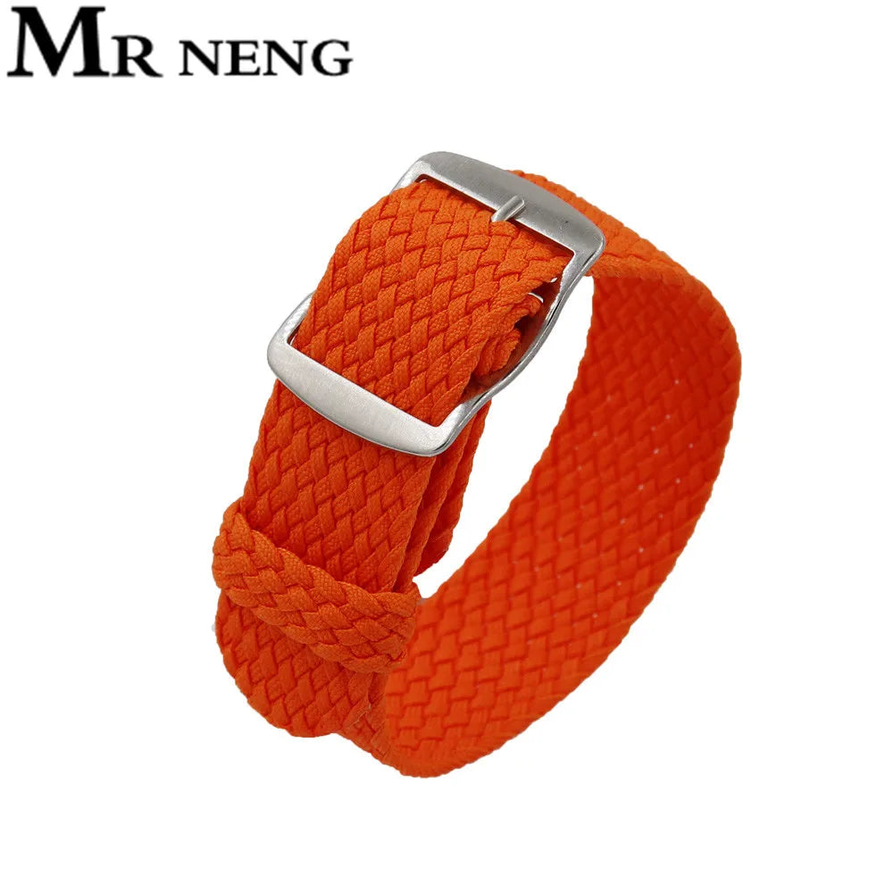 Watchband 18 20 22mm For Perlon Nylon Replacement Vintage Wrist Watch Band Belt Strap With Black&Silver Brushed Buckle Man Watch