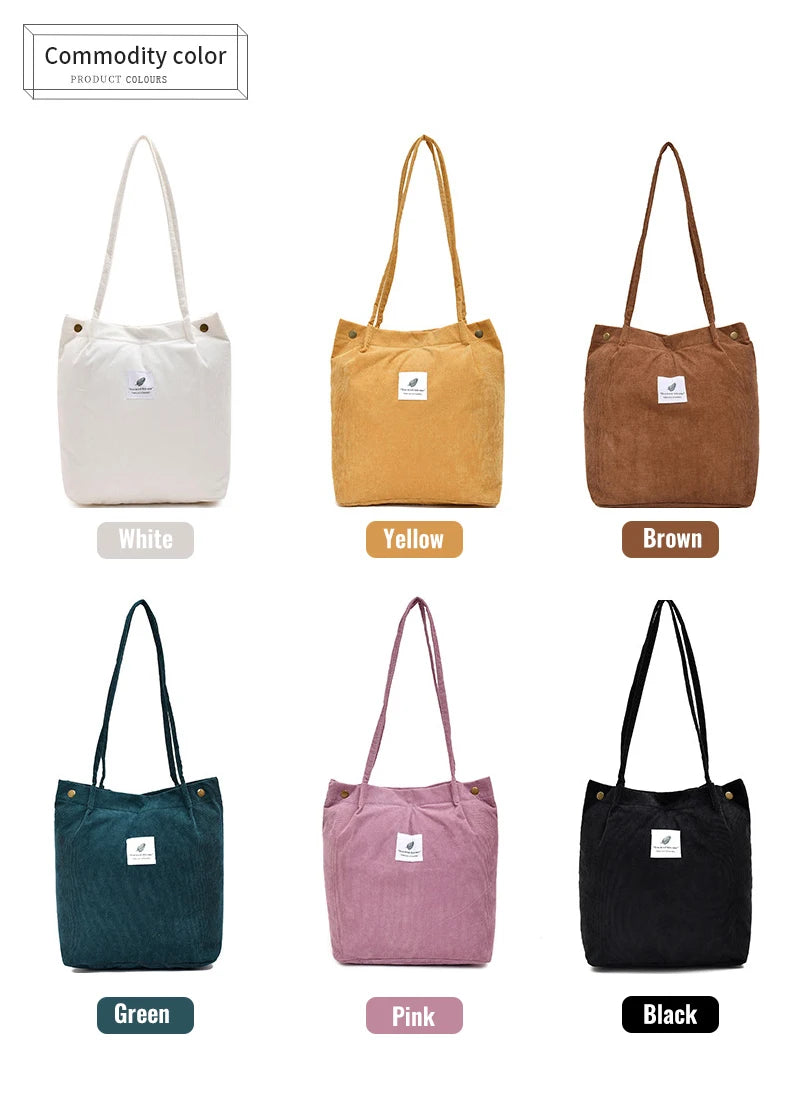 MARKROYAL Corduroy Tote Bag for Women Girls Kids Shoulder Bag with Inner Pocket For Work Travel And Shopping Dropshipping