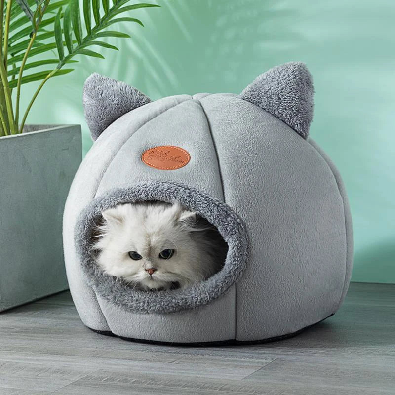 Winter Cozy Cave Bed - Deep Sleep Pet Nest for Cats and Small Dogs