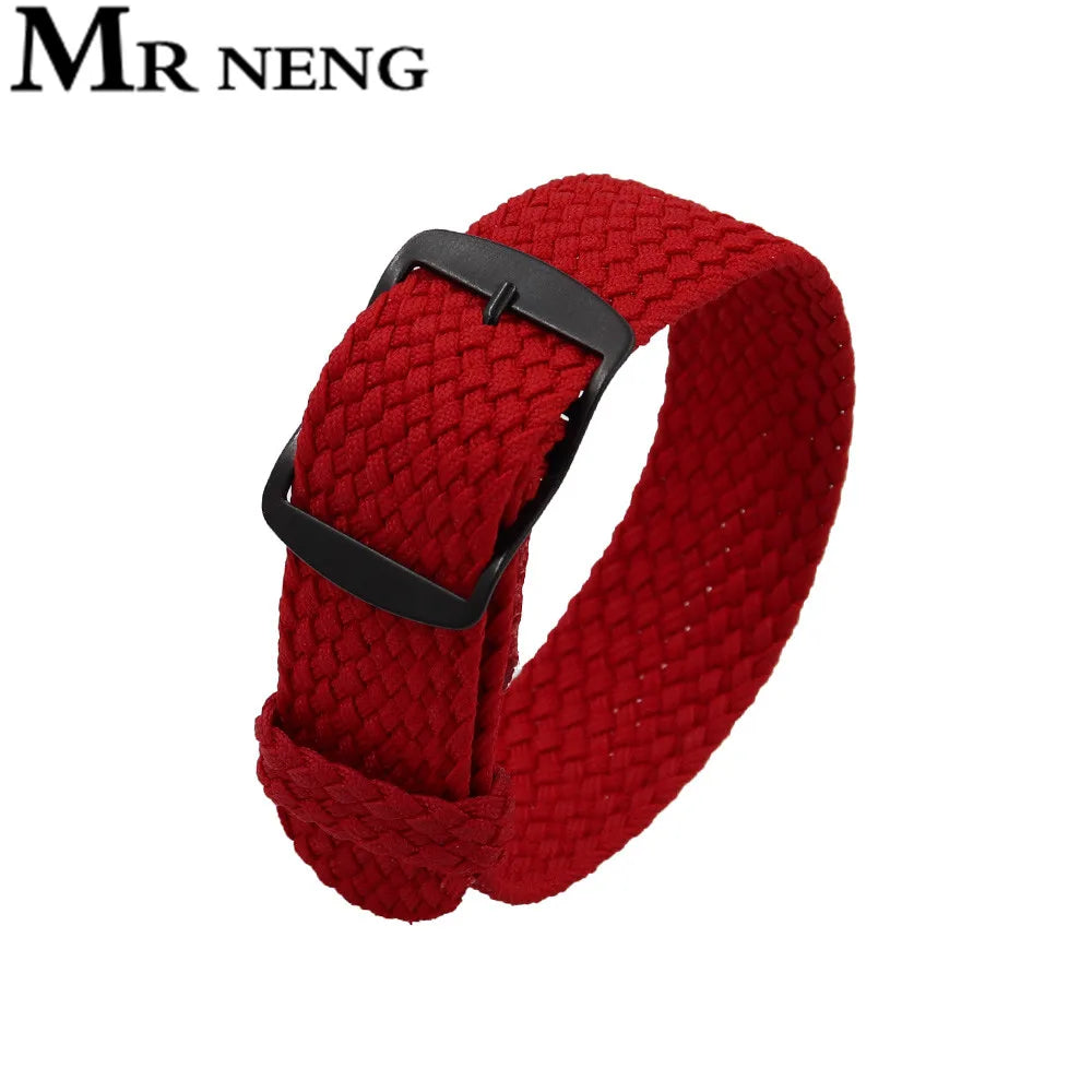 Watchband 18 20 22mm For Perlon Nylon Replacement Vintage Wrist Watch Band Belt Strap With Black&Silver Brushed Buckle Man Watch