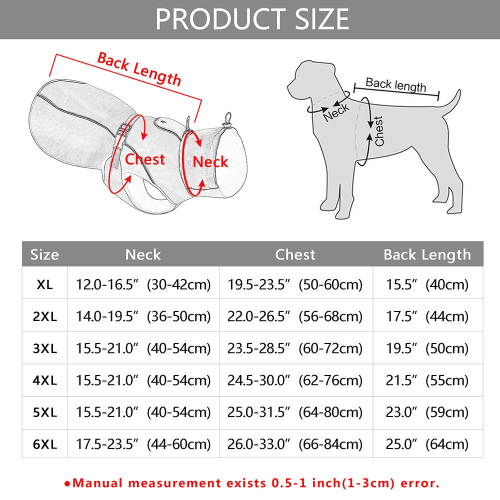 Waterproof Reflective Dog Jacket for Large Breeds (XL-6XL) - Warm Winter Raincoat
