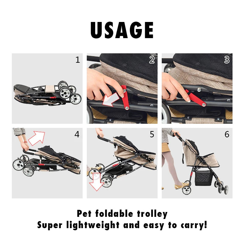 4-Wheel Pet Jogger - All-Terrain Stroller with Storage Basket
