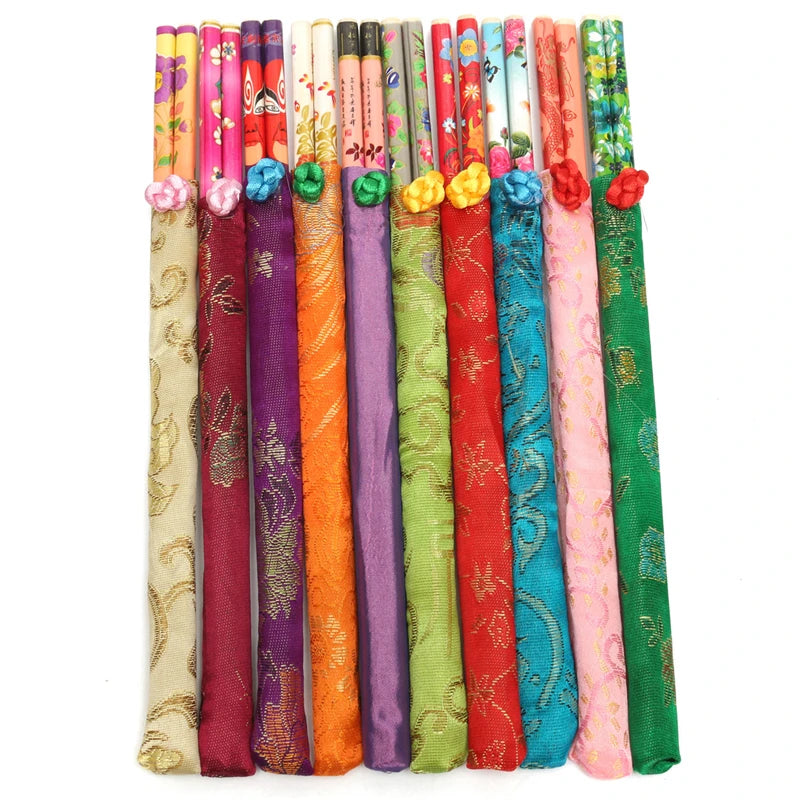 Aomily 10 Pairs/Set Natural Bamboo Chopsticks Traditional Vintage Handmade Chinese Dinner Eco-friendly Hashi Individual Wrapped