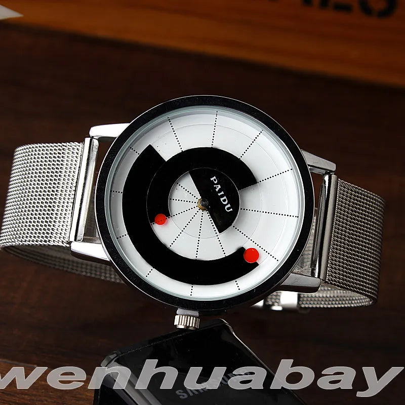 Minimalist Unisex Watch for Men Women Couple Simple Style Unique Dial Quartz Wristwatch Male Female Unique Pointer Wrist Clock