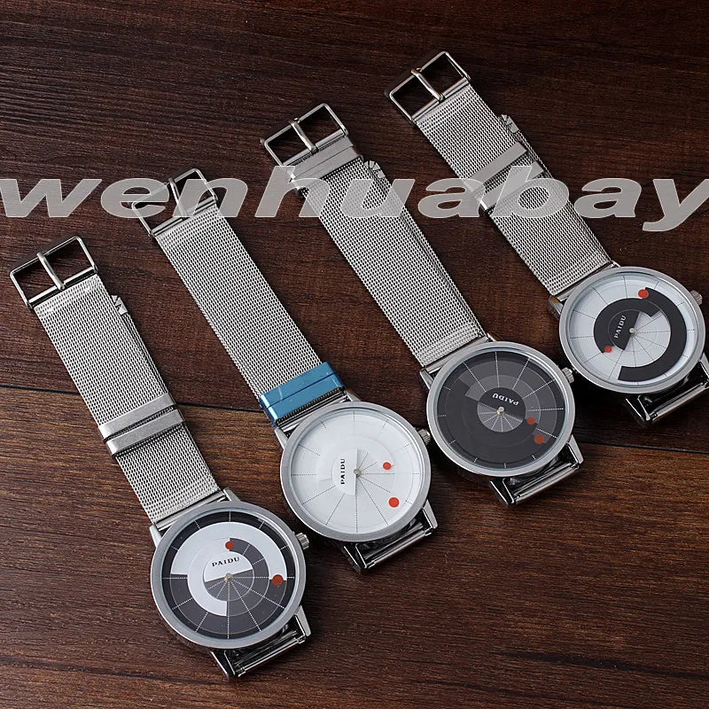 Minimalist Unisex Watch for Men Women Couple Simple Style Unique Dial Quartz Wristwatch Male Female Unique Pointer Wrist Clock