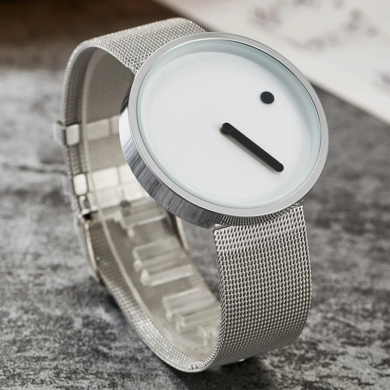 Minimalist Unisex Watch for Men Women Couple Simple Style Unique Dial Quartz Wristwatch Male Female Unique Pointer Wrist Clock