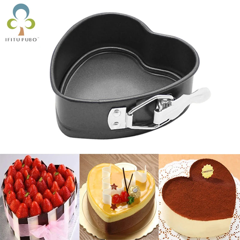 1Pc Baking Pans Bakeware Kitchen Cake mold Love Heart Shape baking dish Heavy Carbon Non-stick Slipknot Removable Base Tray ZXH
