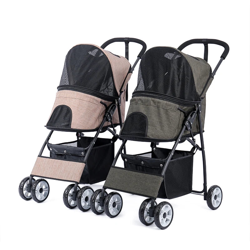 4-Wheel Pet Jogger - All-Terrain Stroller with Storage Basket