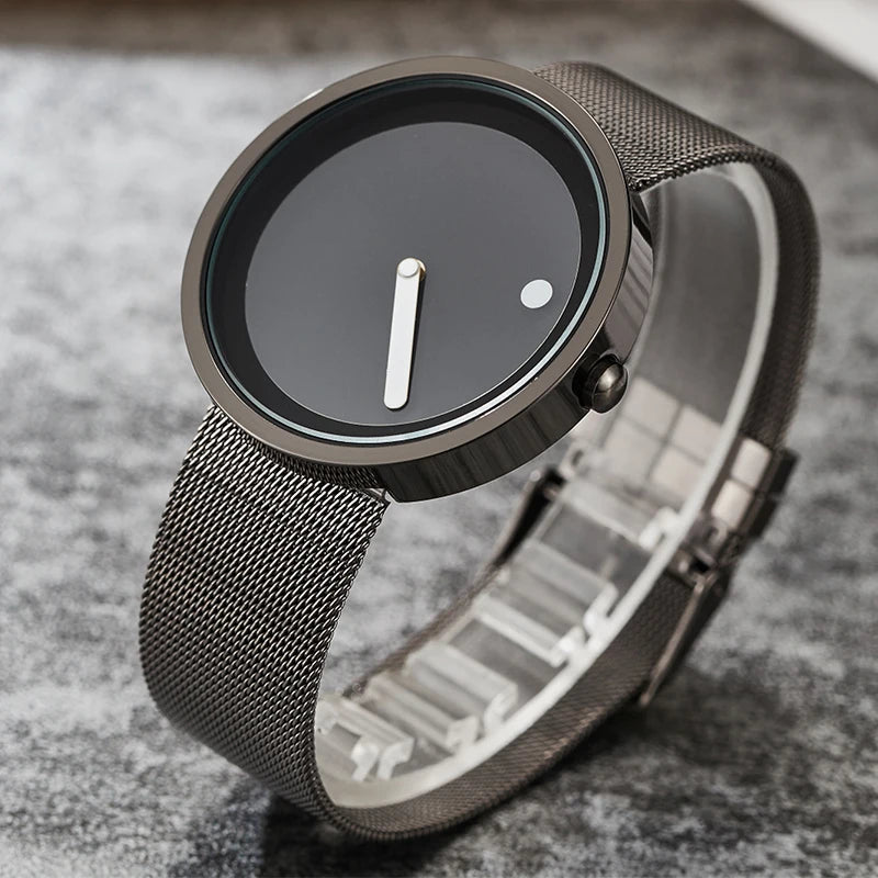 Minimalist Unisex Watch for Men Women Couple Simple Style Unique Dial Quartz Wristwatch Male Female Unique Pointer Wrist Clock