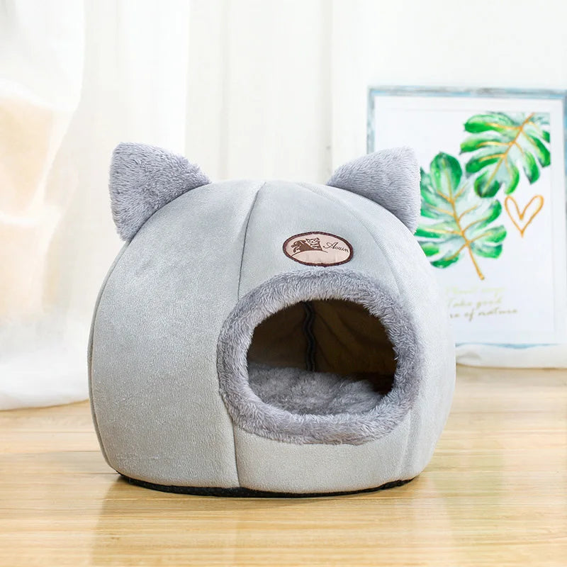 Winter Cozy Cave Bed - Deep Sleep Pet Nest for Cats and Small Dogs