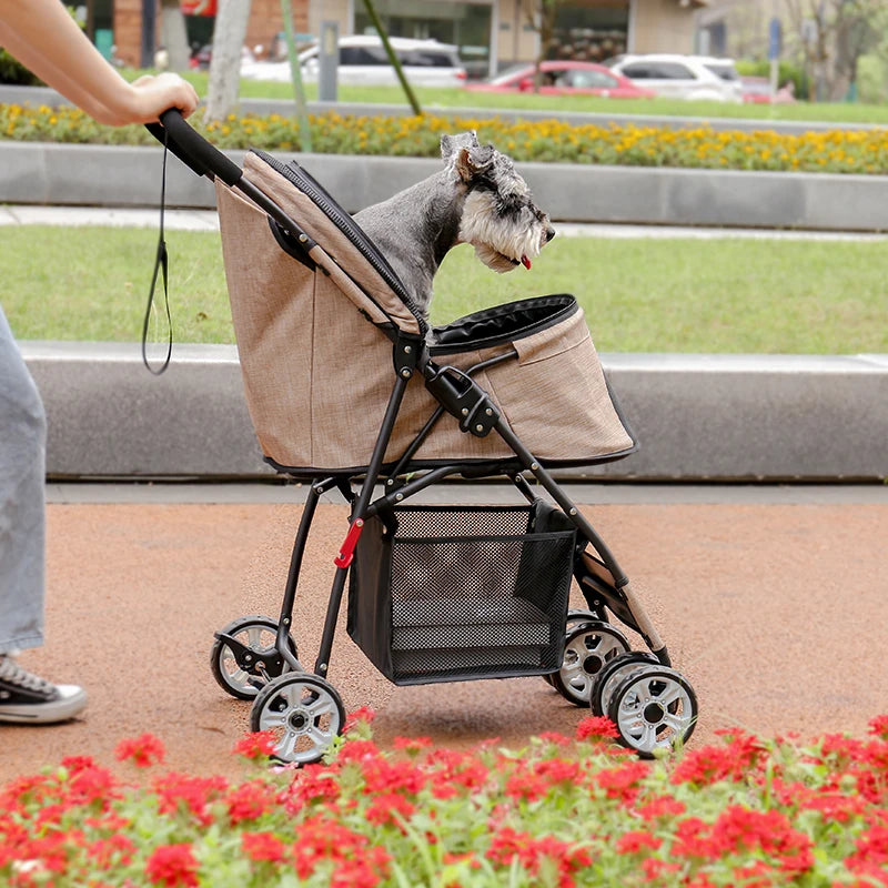 4-Wheel Pet Jogger - All-Terrain Stroller with Storage Basket