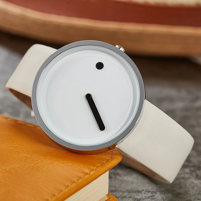 Minimalist Unisex Watch for Men Women Couple Simple Style Unique Dial Quartz Wristwatch Male Female Unique Pointer Wrist Clock