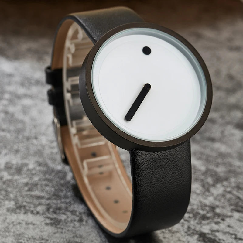 Minimalist Unisex Watch for Men Women Couple Simple Style Unique Dial Quartz Wristwatch Male Female Unique Pointer Wrist Clock