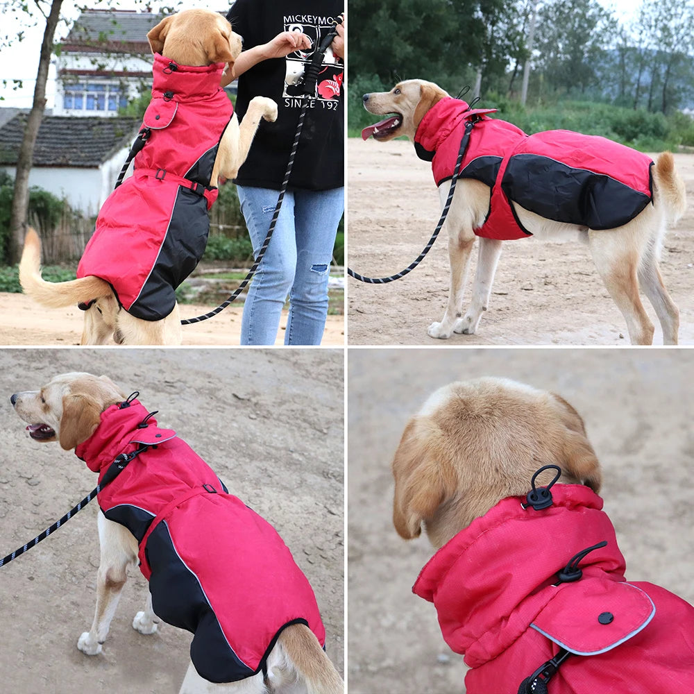 Waterproof Reflective Dog Jacket for Large Breeds (XL-6XL) - Warm Winter Raincoat