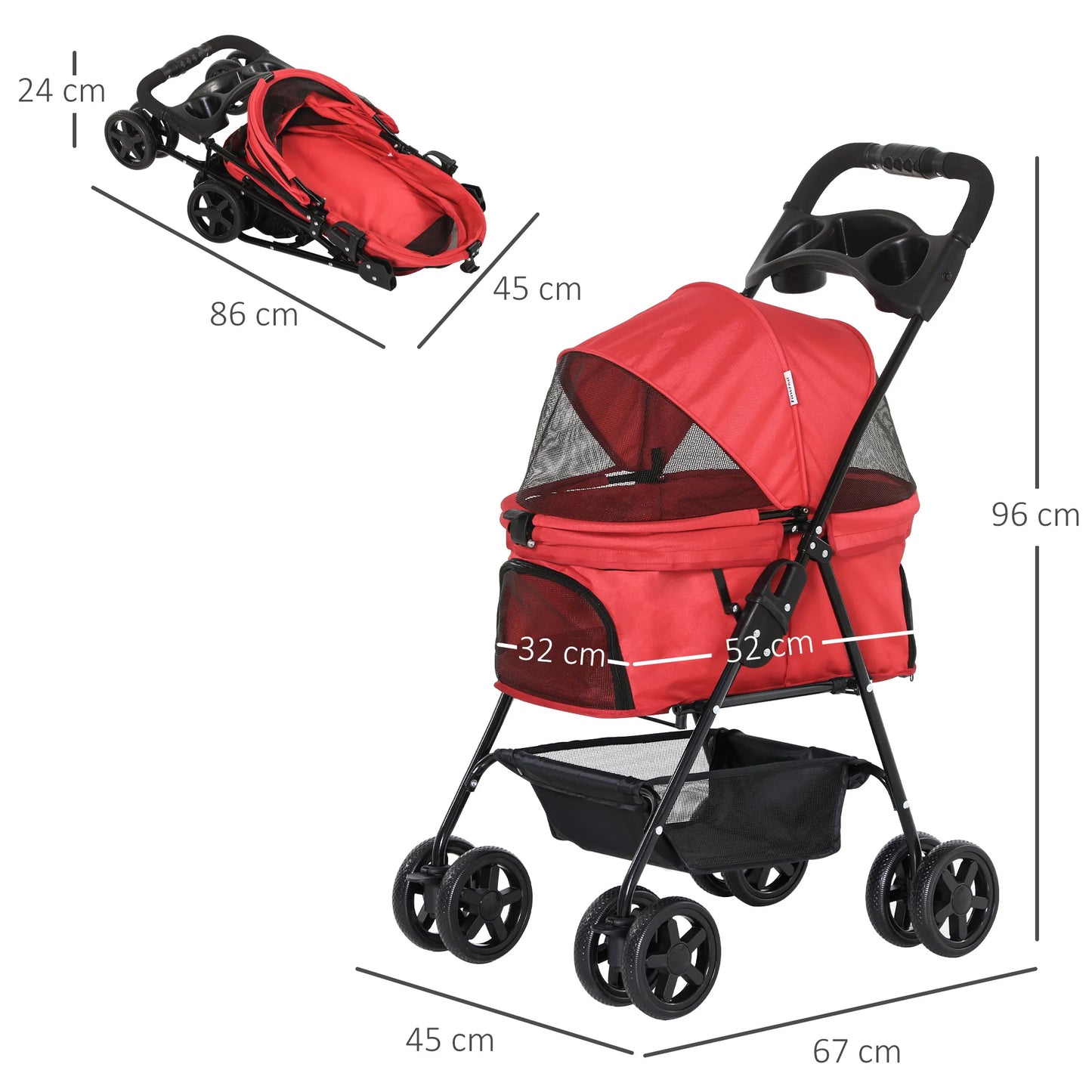 Pawhut Foldable All-Terrain Pet Stroller