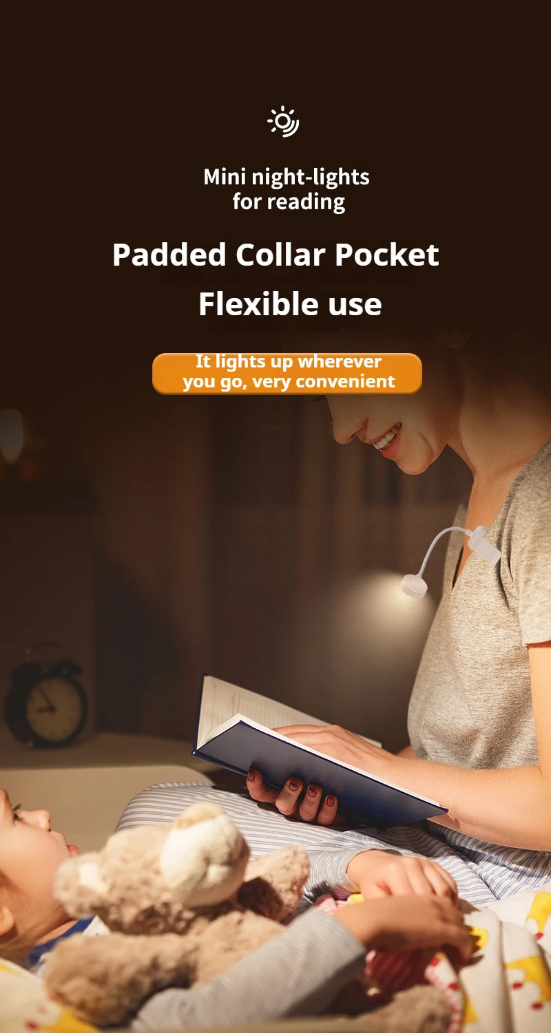 Portable LED Book Lights Eye Protection Night Light Mini 360°Clip-On Desk Reading Battery Lamp