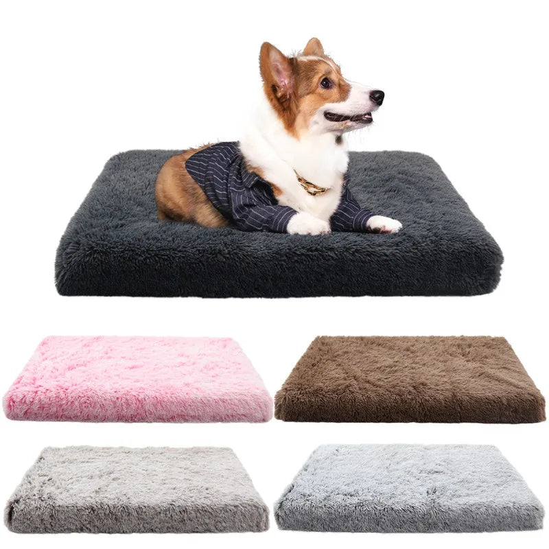 Plush Square Dog Bed with Removable Cover - Orthopedic Mattress for All-Size Dogs