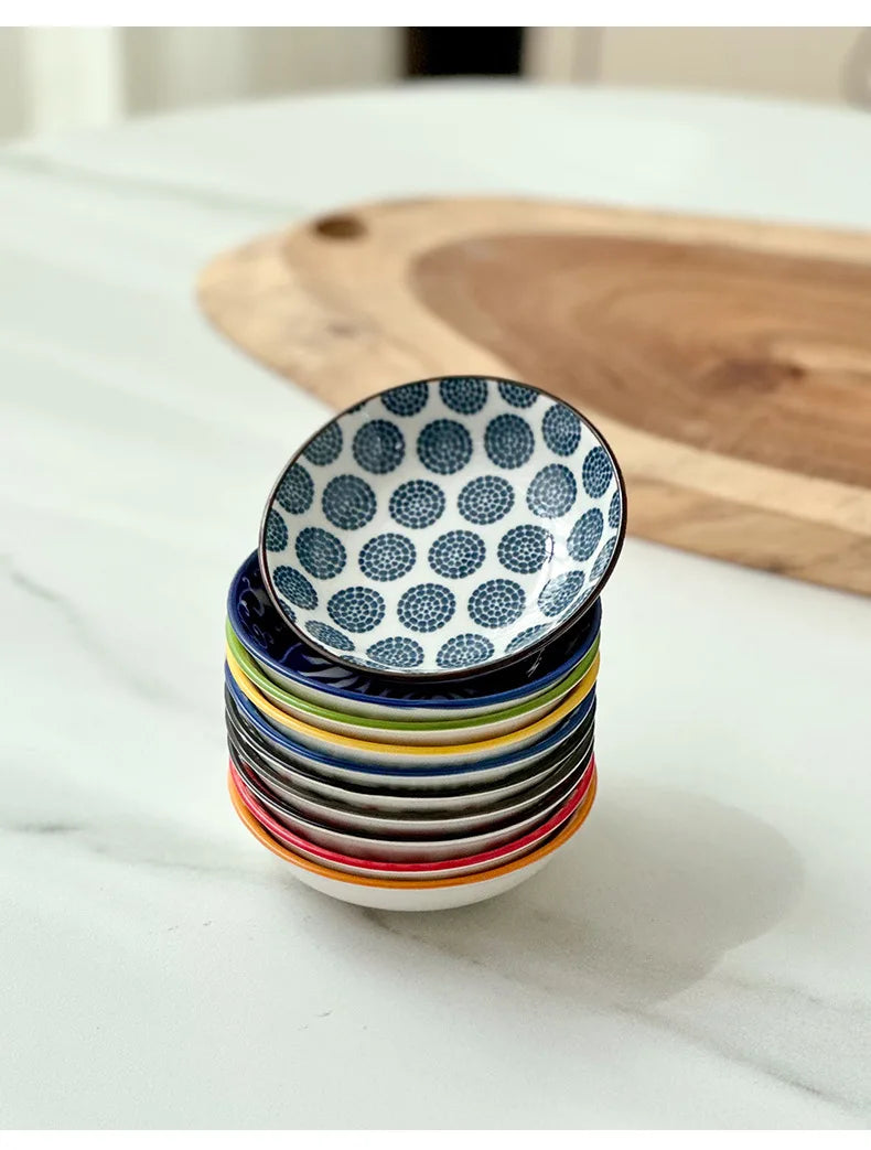 Bohemian Ceramic Sauce Vinegar Dish Plates Seasoning Dish Barbecue Dipped Sashimi Sushi Soy Snack Fruit Dessert Plates Tableware