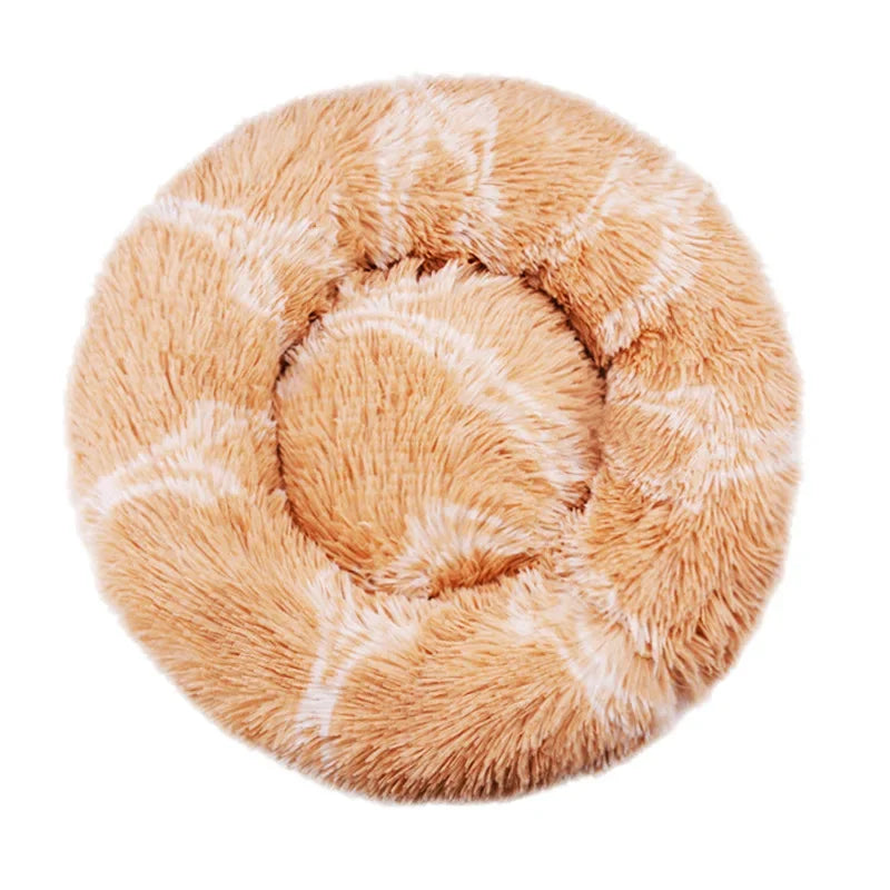 40-90cm Round Plush Pet Bed - Winter Warm Dog & Cat Bed for Medium-Large Pets