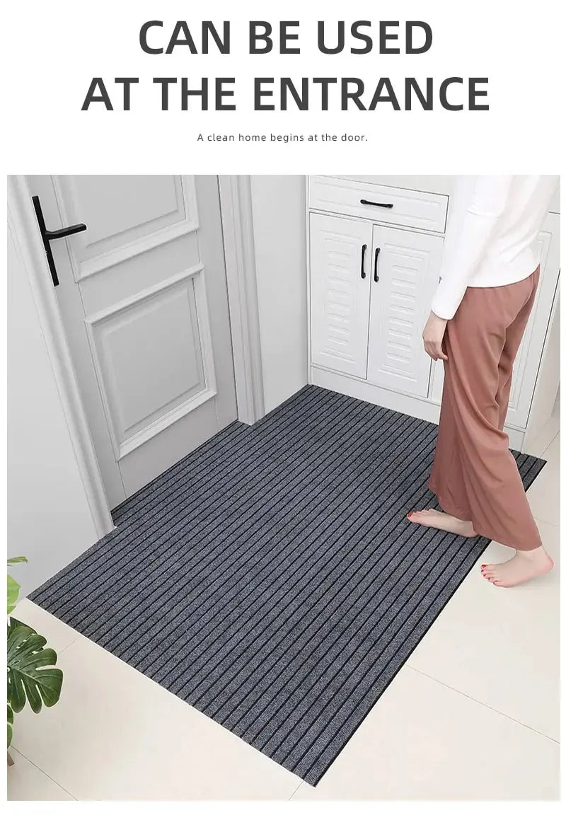 Modern Minimalist Square Floor Mat - Durable, Stain/Fade Resistant, Non-Slip Rubber Backing, Machine Washable for Indoor/Outdoor