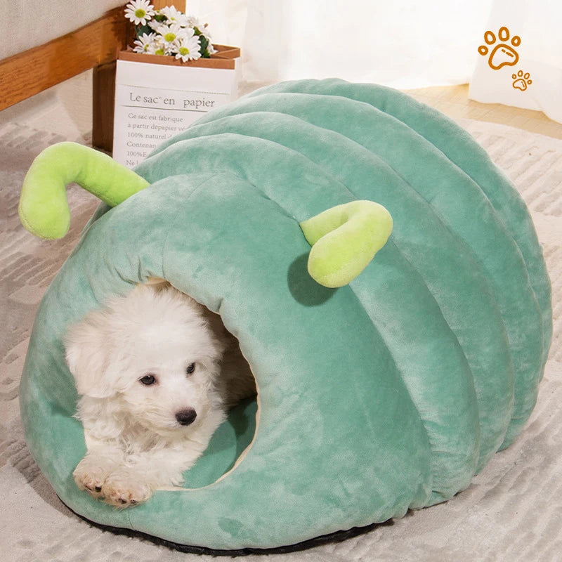 Cartoon Caterpillar Pet House - Warm Foldable Bed for Dogs & Cats