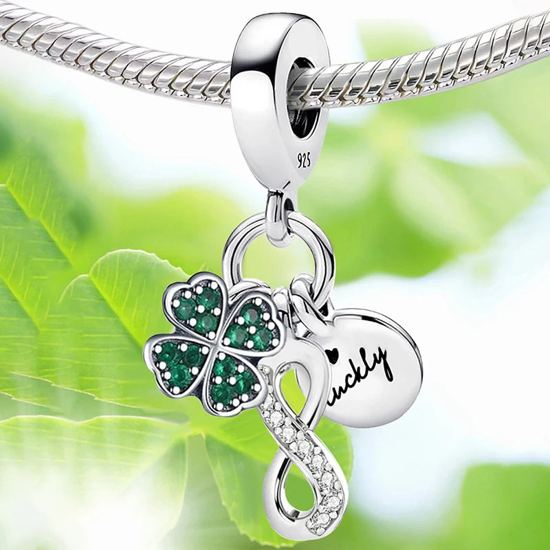 Fit Pan 925 Original Bracelets Love Heart Flower Four Leaf Clover Turtle 925 Silver Charms Beads DIY Birthday Jewelry Gift