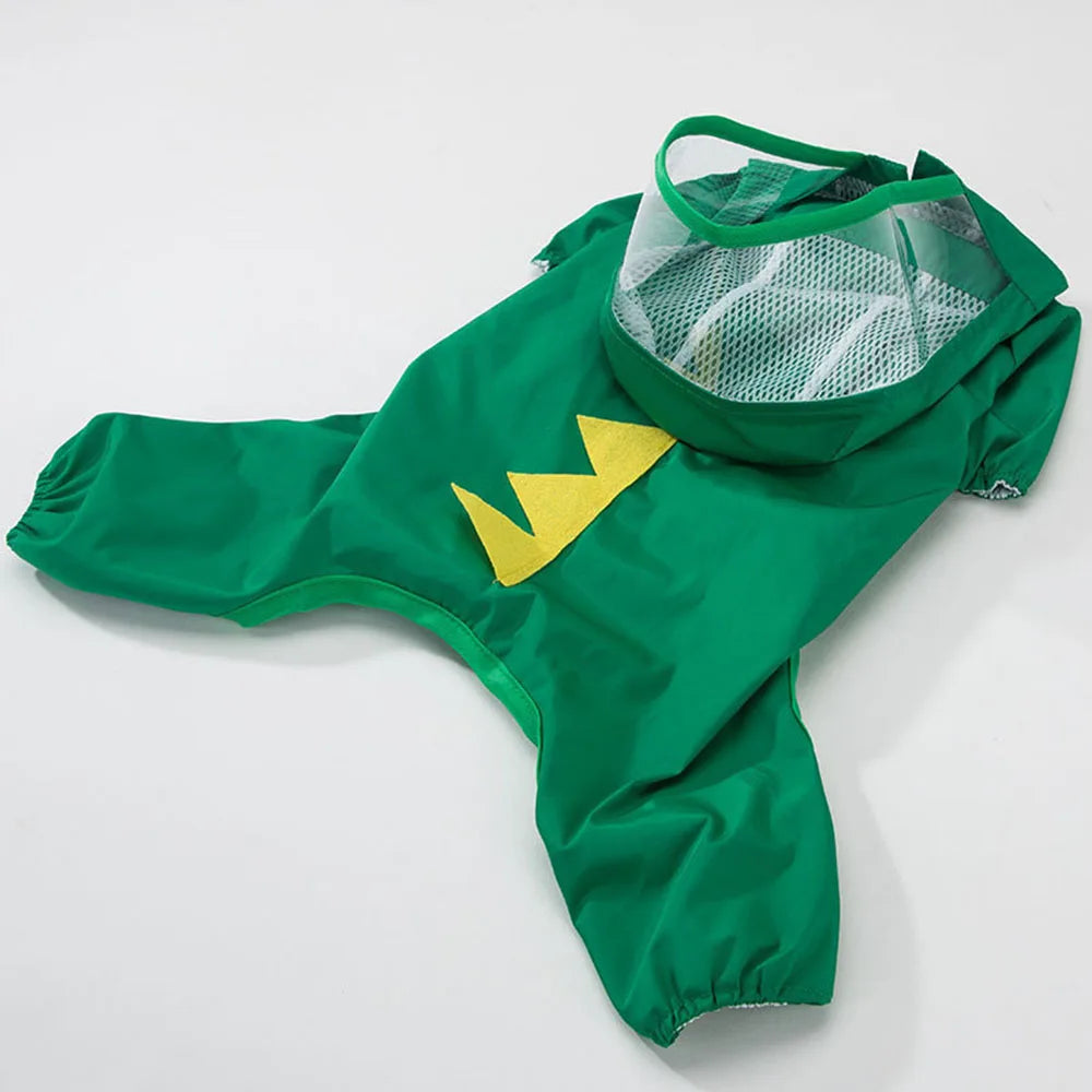Cute Bear Shape Dog Raincoat Puppy Rain Jacket Full Body Coverage with Hat Reflective Double Layered Waterproof Dog Hooded Cloak