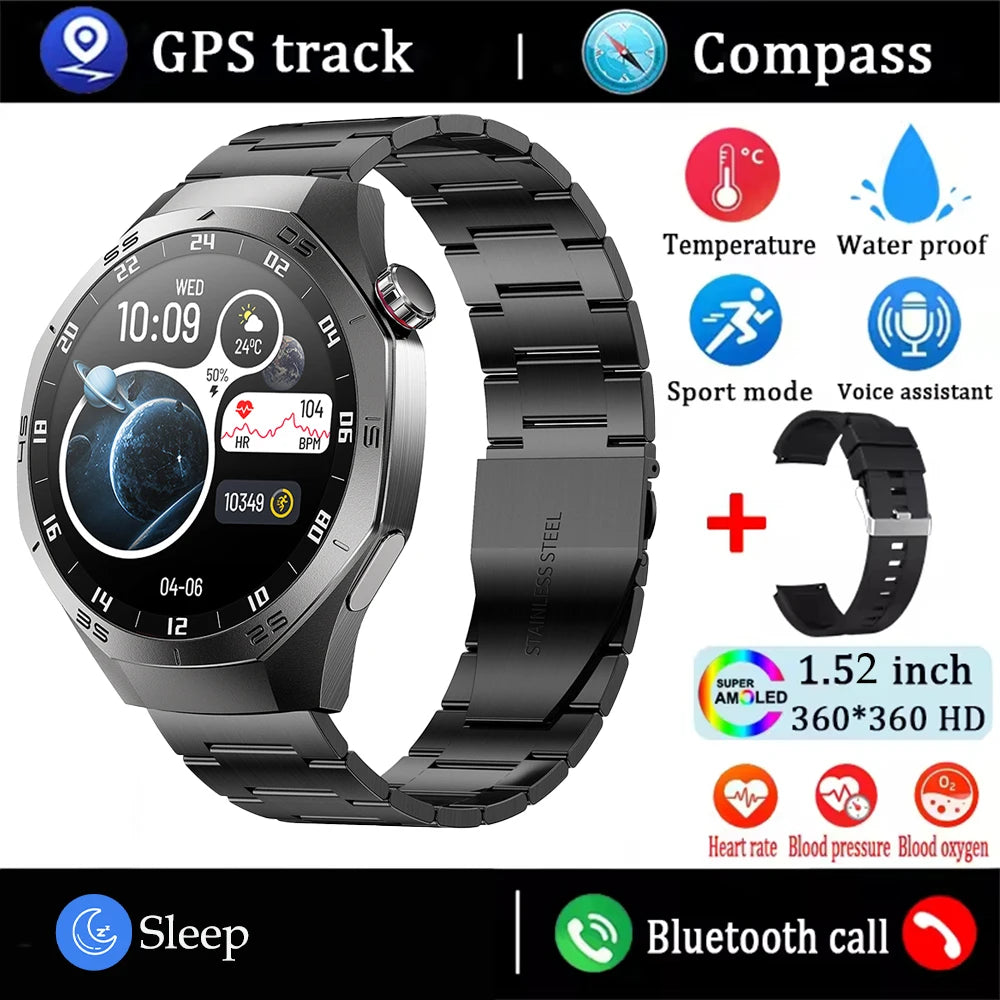 New For Android and ios Smart Watch Men AMOLED Screen GPS Motion trajectory Heart Rate Bluetooth Calls SmartWatch Waterproof
