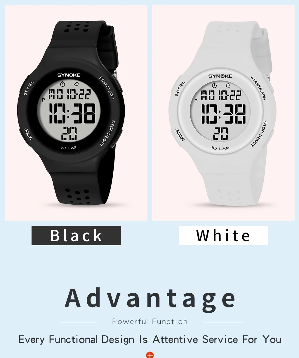 SYNOKE Women's Watches Thin Luxury Swim Waterproof Digital Sport Watch For Men LED Electronic Clock Multifunc Diving Wristwatch